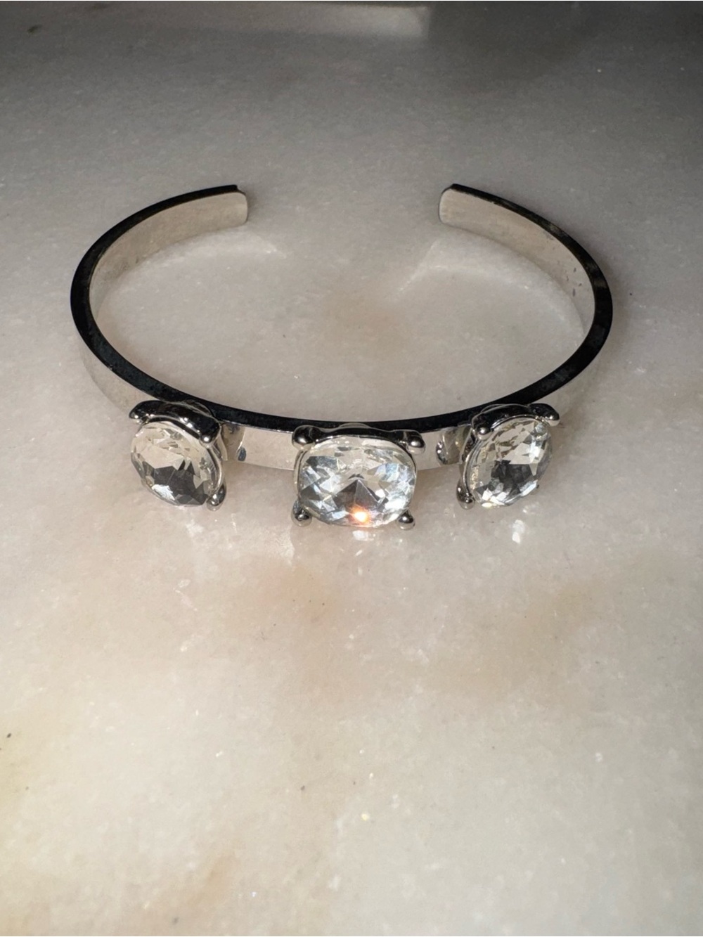 Open cuff clear stone bracelet